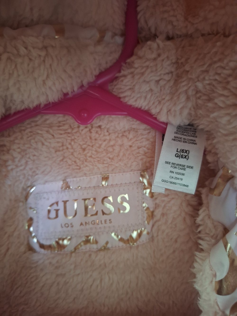 GUESS Girls' Pink Faux-Fur Jacket